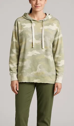 Aerie Size Medium Oversized Desert Camouflage Hooded Light-weight Sweatshirt thumbnail 1