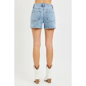 RISEN High Rise Denim Shorts‎ with Embroidered Detail - Medium thumbnail 3