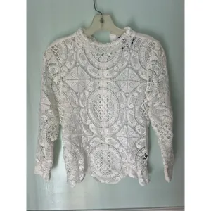 James Coviello Size XS‎ Anthropologie Crochet Lace White Long Sleeve Top thumbnail 3