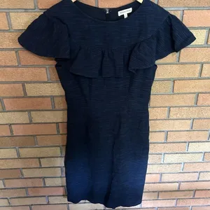 Rebecca Taylor Navy Blue Tweed Ruffle Sleeve Top Dress Women’s Size 4 thumbnail 3