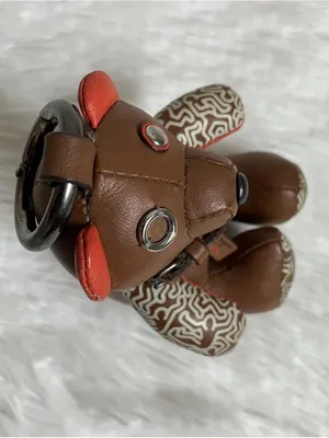 ✨Coach x Keith Haring Collaboration, Leather Bear Bag Charm or Key Holder Brown. thumbnail 5