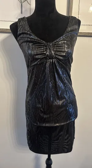 Vtg Y2K Wet Seal Metallic Party Mini Dress Festival Rave Futuristic Cyber Medium thumbnail 1