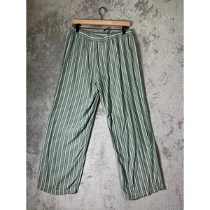 Cozy Earth Pajama Set Womens Large Green White Stripe Button Up Drawstring Pants thumbnail 13
