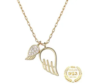 925 Sterling Silver 18k Gold Plated Necklace Double Pendant Dainty Minimalist thumbnail 3