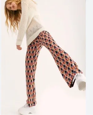 Free People Hip Hugging Jacquard Flare Pants Womens 2 thumbnail 7