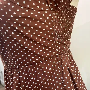 Faithfull the Brand Eryn‎ Mini Dress Brown & White Polka Dot Puff Sleeve Sz 4 thumbnail 9