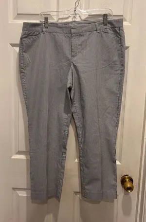 Gap Womens Slim Cropped Pinstripe Stretch Pants Navy Blue Coastal‎ White Size 14 thumbnail 1