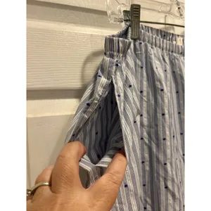 NWT Aerie Off Duty Poplin Trouser PJ Blue White Striped Dotted Pants Wide Leg XL thumbnail 2