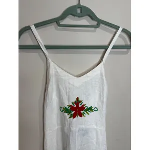 Reformation Shelly Embroidered White Linen Summer Maxi Sun Dress Sz 0 thumbnail 4