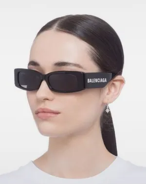 Balenciaga Black Rectangular Logo Sunglasses thumbnail 1