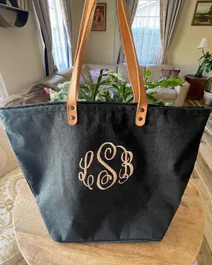 NWOT Monogram Canvas Tote Bag Black thumbnail 1