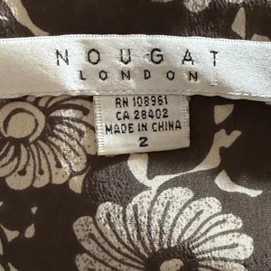 NOUGAT London 100% Silk Floral‎ Ruched Midi Dress Brown Cream Coral Dress EUC 2 thumbnail 8