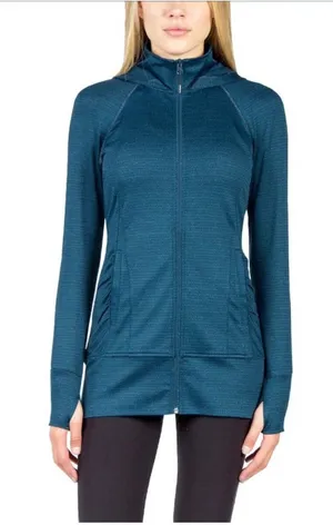 NWT Mondetta Longline Jacquard Zip Up Hooded Athletic Jacket Blue Size XXL thumbnail 1