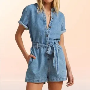 Billabong Light Blue Denim Romper thumbnail 4