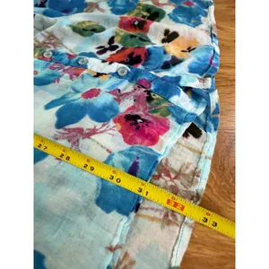 Jackpot Missy Floral Cotton Gauze Button Down Tunic Shirt Blue Size Large (est) thumbnail 7