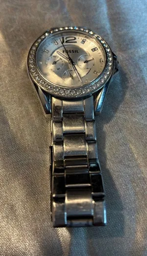 Fossil Riley Multifunction Silver Tone Crystal Bezel Watch ES3202 10 ATM thumbnail 1