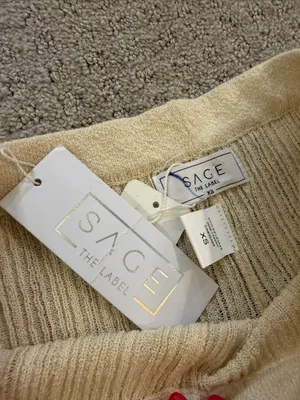 NWT Sage the Label Cream Fresh Fair Ribbed Knit Flare Pants XS LE3743 Cozy Boho thumbnail 9