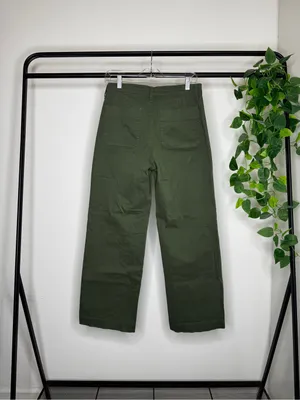 J. Crew Green Sailor Slim Wide Leg Chino Pant Cropped size 27T Tall Inseam BY638 thumbnail 4
