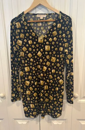 MICHAEL Michael Kors‎ Black And Gold Dress Size Medium thumbnail 1