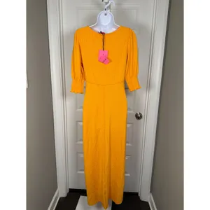 Betsey Johnson Orange Ribbed Maxi Dress NWT‎ Y2K Retro Indie Short Sleeve thumbnail 4