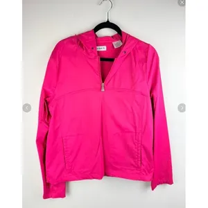 Danskin Hooded Half Zip Active Windbreaker Jacket Pink XL thumbnail 2