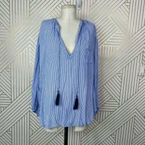 Faithfull the Brand Alice Blue Stripe‎ Tasseled Top Size US 6 thumbnail 3