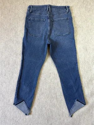 GOOD AMERICAN Good Waist Tacked Hem Organic Cotton Crop Jeans Size 10/30 Blue thumbnail 4