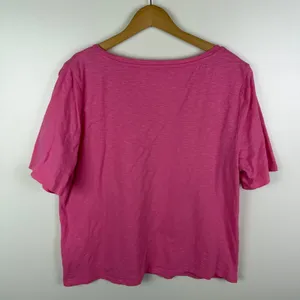 Talbots Floral Embroidered Pink Slub Cotton‎ Tee Size XL Preppy Stretch Colorful thumbnail 4
