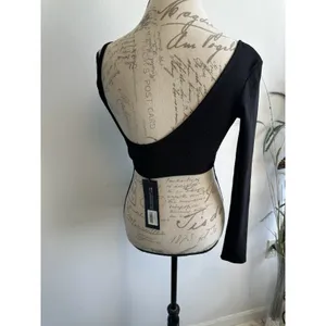 White Fox Women's "The Ex Factor Crop" Top Black S One Sleeve NWT‎ thumbnail 2
