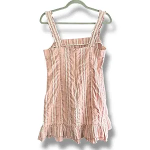 Alexis‎ Brandy Dress Rose Stripe Mini Pink White Ruffle Hem Square Neck Cotton thumbnail 5