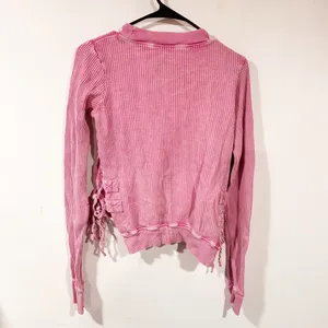 Free People One Women’s Pink Ribbed Long Sleeve Top Size Small thumbnail 6