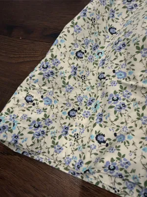 Free People Floral Smocked Open Back Mini Dress Blue Cream Small - C11-498 thumbnail 13