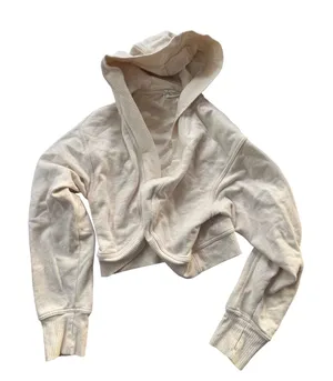 Aerie Beige Hooded Cropped Cardigan Sweater Women's Size M Cozy Neutral thumbnail 1