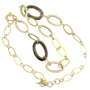 Y2K Gold Chain Belt Tortoise Shell Acrylic Links Belt Neutral Boho Chic‎ thumbnail 1