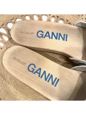 Dr Scholl's x Ganni Slide White Printed Sandals Size 9 Retro thumbnail 5