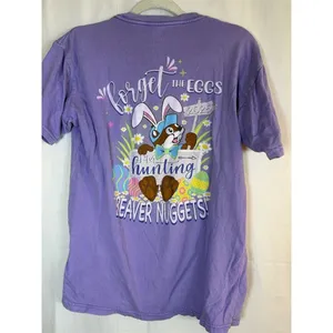 Buc-ee's T-Shirt Mens Size M Purple Easter Bunny Beaver Graphic Crewneck thumbnail 8