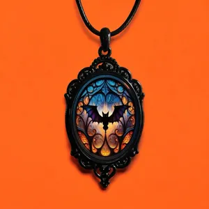 Vintage Style Bat Cameo Pendant Necklace Gothic Halloween‎ Faux Fashion Jewelry thumbnail 8