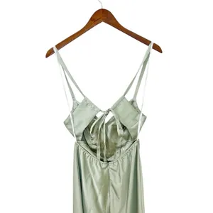 Lulus Stun to Remember Sage Green Satin Cowl Neck Cutout Midi Dress size S NWT thumbnail 7