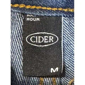 Cider Women's Jeans All Over Scatter Logo "C"‎ Wide Leg Flare Denim Blue Medium thumbnail 4