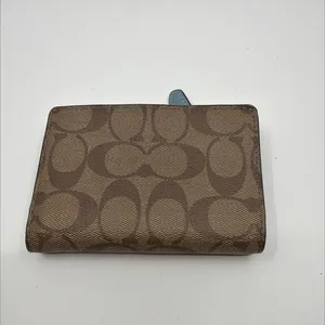 Coach Signature Canvas Bi-Fold Wallet Brown & Blue thumbnail 2