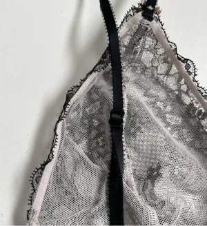 Victorias Secret Body Suit Nighty Thong Lace Plunge Neck Corset Lace Up Black thumbnail 12