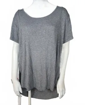 BKE Women's Gray Short Sleeve Top with Open Back Detail Size L thumbnail 1