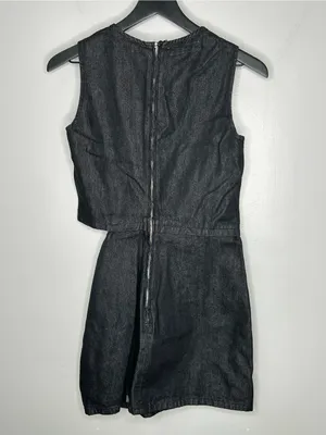 Zara Side Cut Out Black Denim Dress Size S NWT thumbnail 5