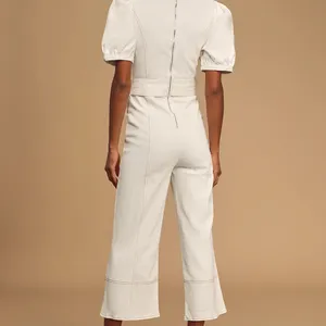 COPY - Vacay Slay White Twill Puff Sleeve Jumpsuit En Saison XS thumbnail 2