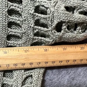 One Grey Day Open Knit‎ Ladder Sleeve Crochet Sweater Sage Green L Boho Cotton thumbnail 5