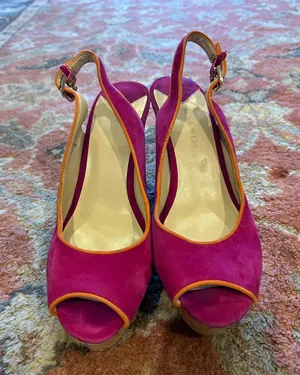 Nine West Cork Wedge Shoes Peep Tow Size 7 thumbnail 1
