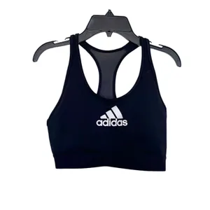 Adidas Top Cropped Activewear Sz Small Womens Sports Bra Logo Mesh Work Out Gym thumbnail 2