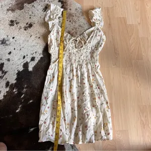 REFORMATION Emmaline Yellow Floral Print Smocked Mini‎ Dress 0 thumbnail 6