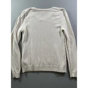 Gap Women's Large Honeycomb Crew Neck‎ Sweater Ivory Frost thumbnail 2