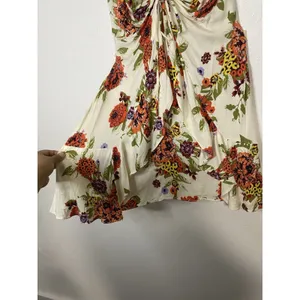 Free People Floral Ruched Ruffle Sleeveless Mini Sundress Ivory Multi Size M thumbnail 7